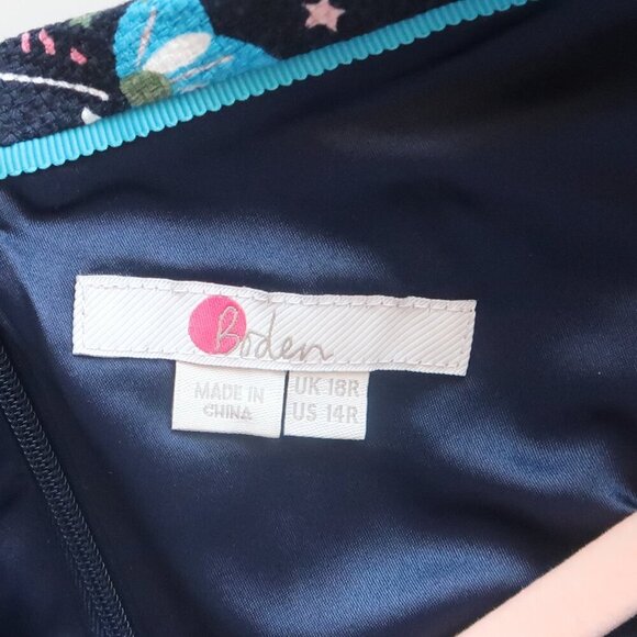 Boden Martha Navy & Blue Floral Sleeveless Roll Collar Sheath Pencil Dress 14 - Picture 8 of 11